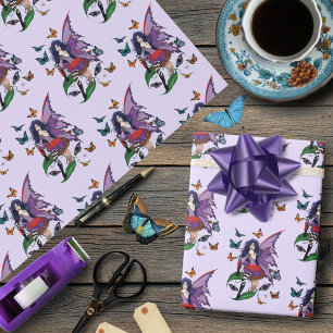 Lila Mairy Mushroom Butterflies Geschenkpapier