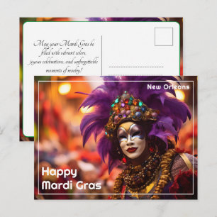 💚💜💛Lila Majestät: Mardi Gras Eleganz Postkarte