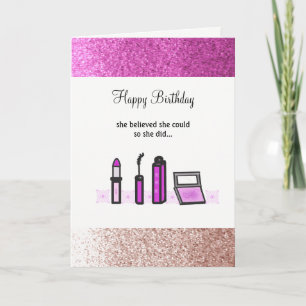 Lila Make-up Faux Glitter Geburtstag Karte