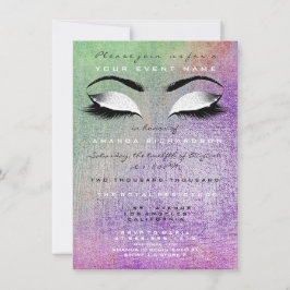 Lila Makeup White Mint Glitzer 16. Bridal Einladung