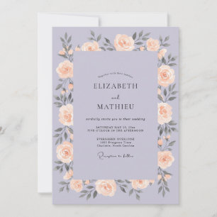 Lila malerische romantische Hochzeit Einladung