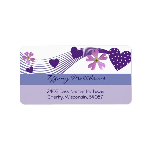 Lila malva-Herz-Label Adressaufkleber (Vorne)