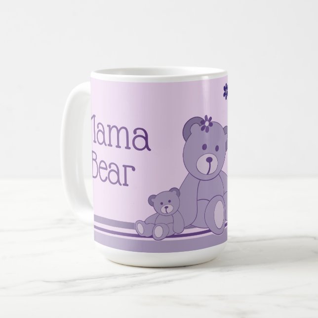 Lila Mama Bär Tasse (Vorderseite Links)