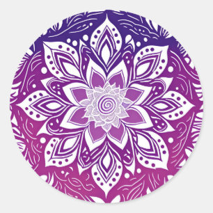 Lila Mandala Blume Runder Aufkleber