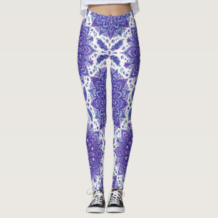 Lila Mandala Blumen Nahtloses Muster Leggings