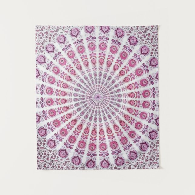 Lila Mandala Bohemisch Tapestry Wall Hängen Wandteppich (Vorderseite)