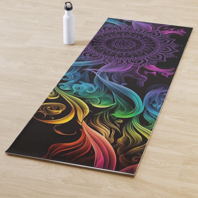Lila Mandala Bold Black Colorful Chakra Yogamatte (Beispiel)
