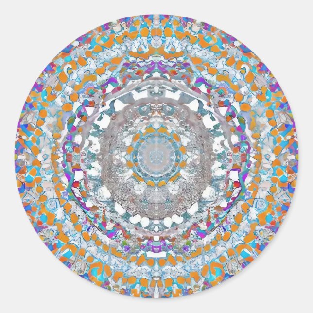 Lila Mandala Classic Round Sticker (Vorderseite)