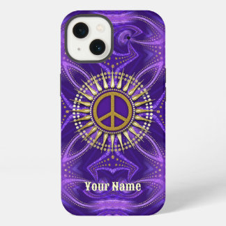 Lila Mandala Gold Sunshine PeaceSymbol iPhone 13 Hülle