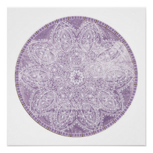 Lila Mandala Grunge Circle Meditation Poster