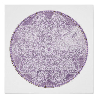 Lila Mandala Grunge Circle Meditation Poster