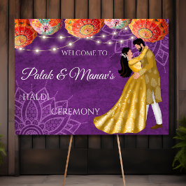 Lila Mandala Haldi-Festakt - Begrüßungszeichen Poster