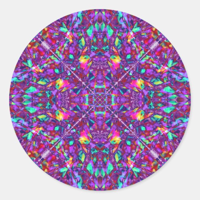 Lila Mandala Hippie Pattern Runder Aufkleber (Vorderseite)