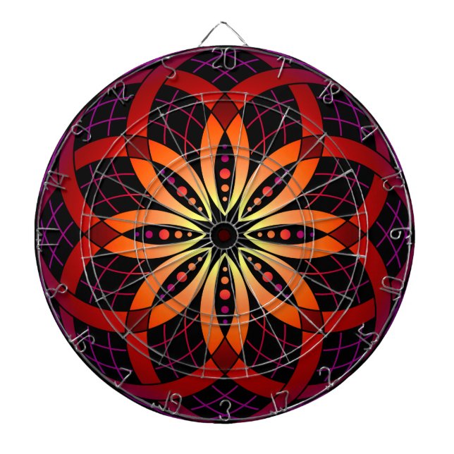 Lila Mandala in Goldorange Dartscheibe (vorne)