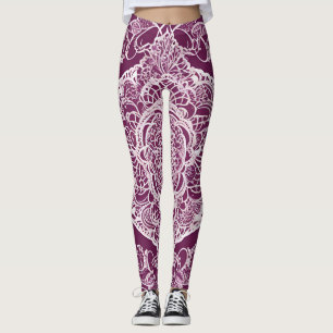 Lila Mandala-Kunst durch KI Leggings