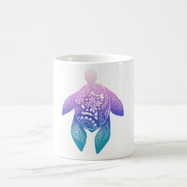 Lila Mandala-Schildkröte Kaffeetasse (Mittel)