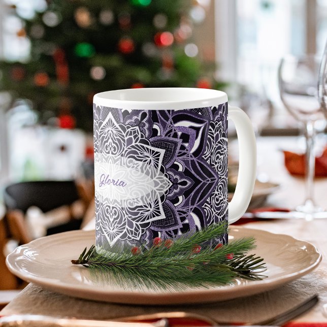 Lila Mandala Snowflake Tasse (Von Creator hochgeladen)