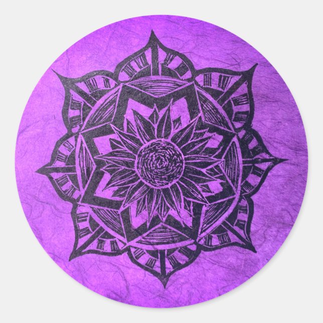 Lila Mandala Spirituelle Rundsticker Runder Aufkleber (Vorderseite)