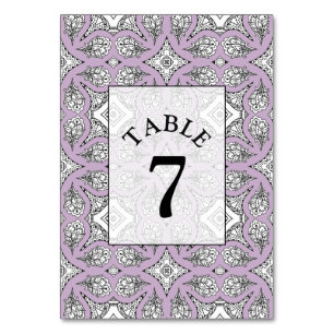 Lila Mandala Wedding Tischnummer Card