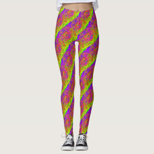 lila Mandalamuster gelb diagonal gestreift Leggings