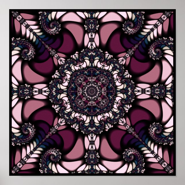 Lila Mandelbrot Kaleidoskop Poster (Vorne)