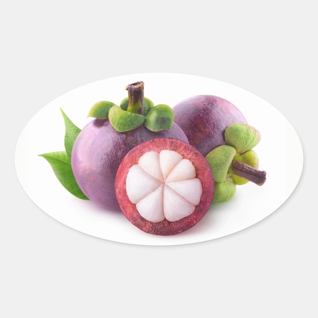 Lila Mangostangen Ovaler Aufkleber (Vorderseite)