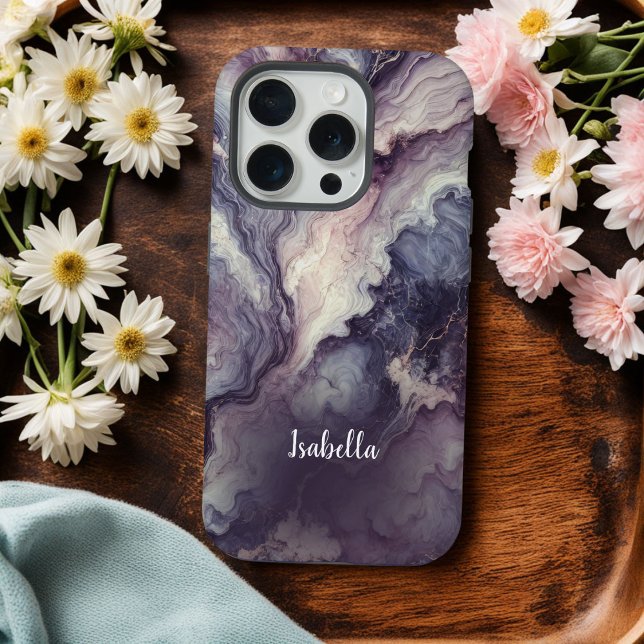 Lila Marble Personalisiert iPhone Case - Abstrakt Hülle (Von Creator hochgeladen)