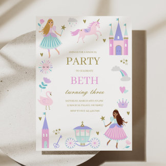 Lila Märchenprinzessin Girl Birthday Einladung