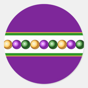 Lila Mardi Gras Beads Sticker