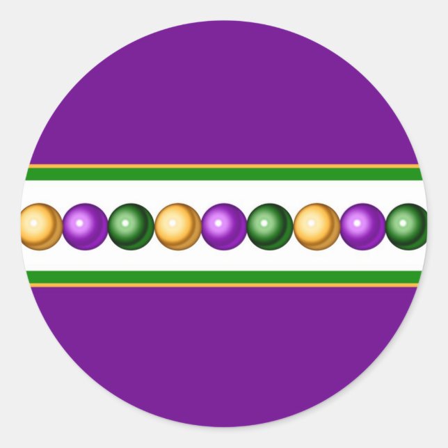 Lila Mardi Gras Beads Sticker (Vorderseite)