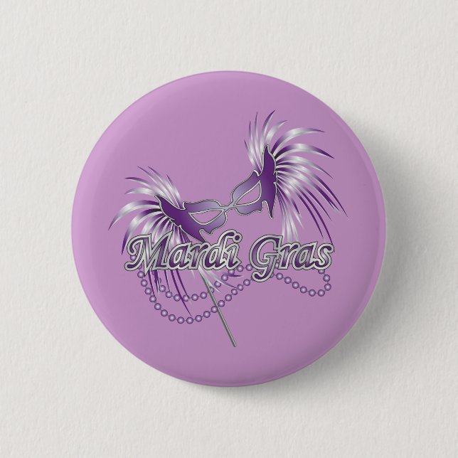 Lila Mardi Gras Mask Button (Vorderseite)