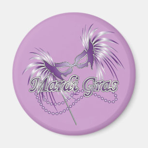 Lila Mardi Gras Mask Magnet