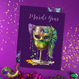 Lila Mardi-Gras-Maske Einladung