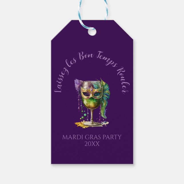 Lila Mardi Gras Maske  Geschenkanhänger (Vorderseite)