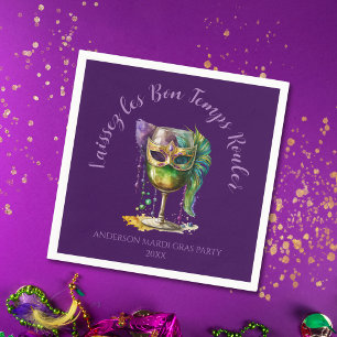 Lila Mardi-Gras-Maske Serviette