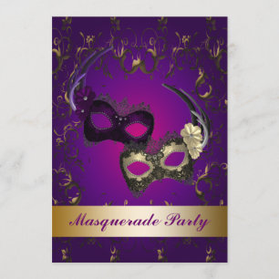 Lila Mardi Gras Masquerade Party Einladung