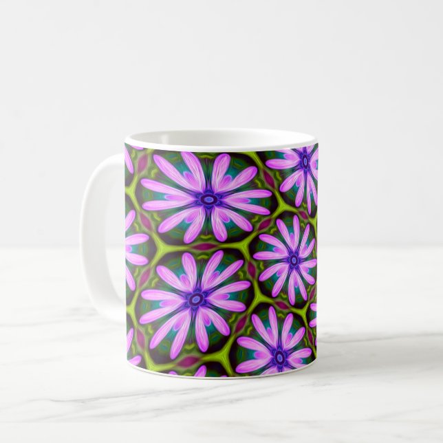 Lila Marguerite-Muster Kaffeetasse (Vorderseite Links)