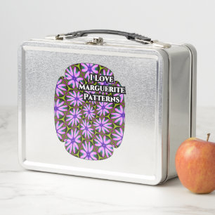 Lila Marguerite-Muster Metall Brotdose