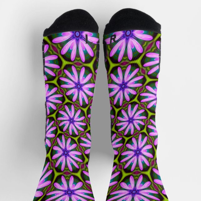 Lila Marguerite-Muster Socken (Oben)
