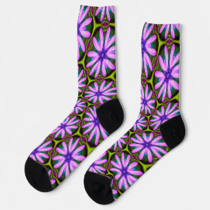 Lila Marguerite-Muster Socken