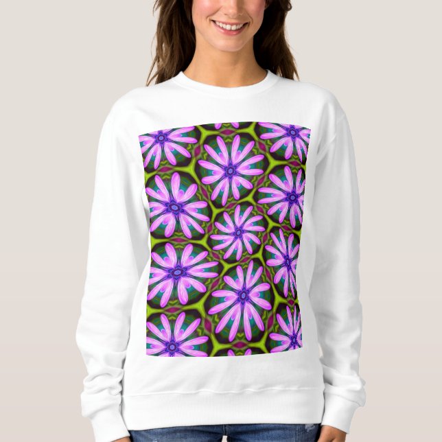 Lila Marguerite-Muster Sweatshirt (Vorderseite)