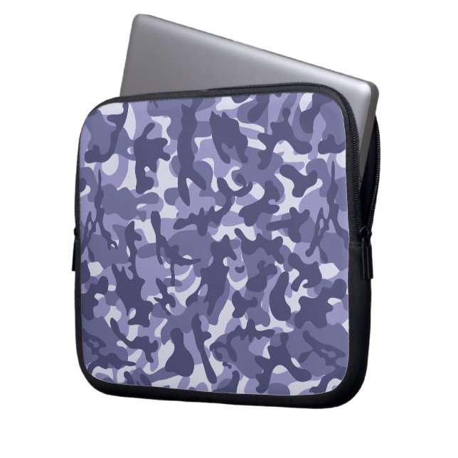 Lila Marine Camouflage Laptopschutzhülle (Vorderseite Links)