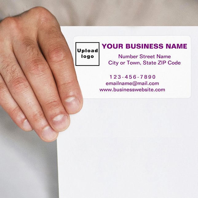 Lila Markenbezeichnungen Texte zum Versandlabel (Shipping label with your business brand in purple texts)