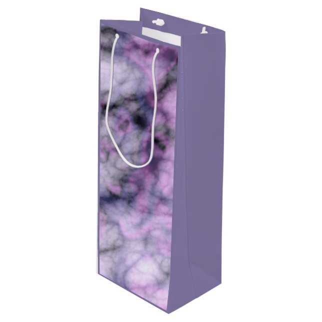 Lila Marmor Geschenktüte Für Weinflaschen (Vorderseite Schrägansicht)