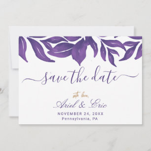 Lila Marmor & Gold Eukalyptus Elegante Hochzeit Save The Date