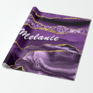 Lila Marmor-Individuelle Name-Geschenkpapier Geschenkpapier