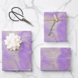 Lila Marmor mit goldenem Hexagon geometrischem Mus Geschenkpapier Set