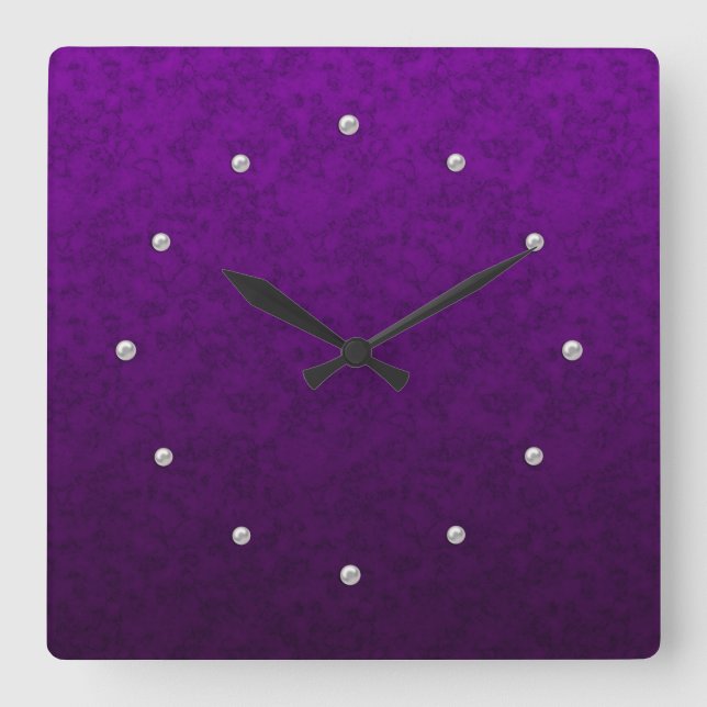 Lila Marmor Quadratische Wanduhr (Vorderseite)