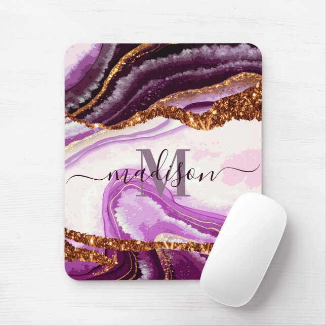 Lila Marmor und Glitzer Mousepad (Mit Mouse)