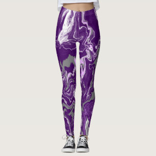 Lila Marmorflüssiges Kunstmarmor Leggings